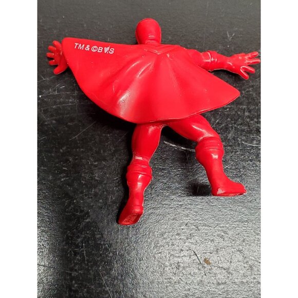 Red Superhero Action Figure With Cape - BVS Markings - Retro Collectible Toy - Picture 3 of 8